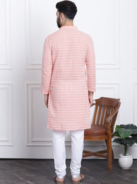 Thumbnail for Sojanya Floral Embroidered Regular Thread Work Pure Cotton Kurta with Churidar - Distacart