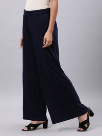 Thumbnail for Souchii Women Blue Knitted Palazzos - Distacart