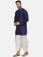 Thumbnail for Sethukrishna Men Navy Blue Kurta with Dhoti Pants - Distacart