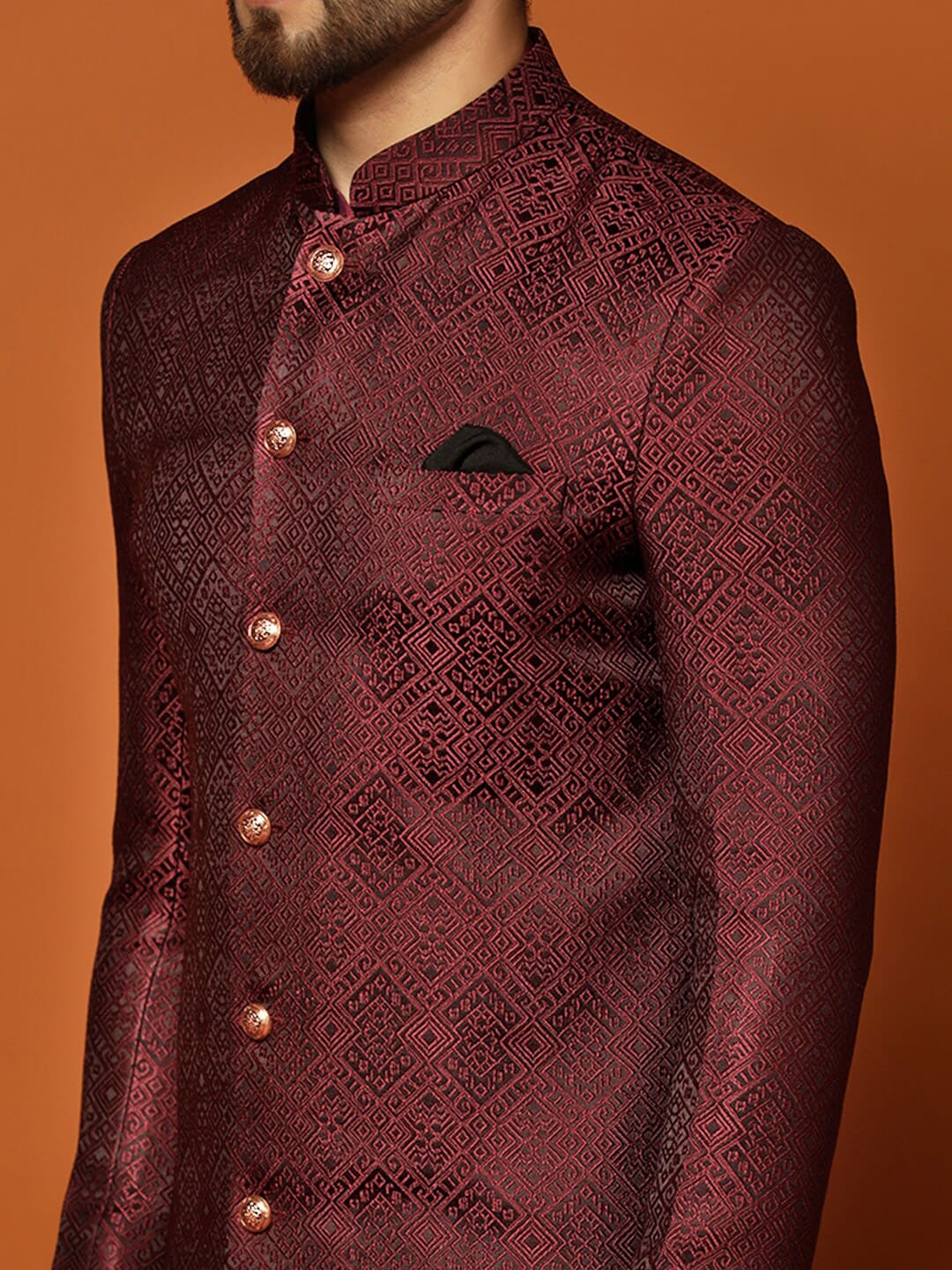 KISAH Self-Design Cotton Sherwani Set - Distacart