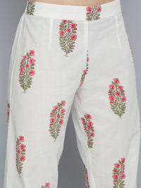 Thumbnail for HERE&NOW Women Floral Printed Regular Pure Cotton Kurta with Trousers & With Dupatta - Distacart