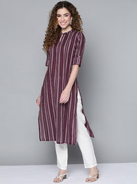 Thumbnail for HERE&NOW Women Burgundy & White Printed Kurta - Distacart