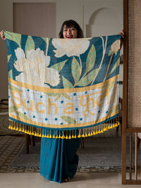 Thumbnail for Suta Teal Floral Pure Cotton Saree - Distacart