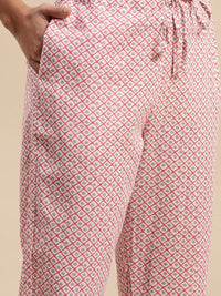 Thumbnail for Sangria Floral Printed Gotta Patti Pure-Cotton A-Line Kurta With Trouser & Dupatta - Distacart
