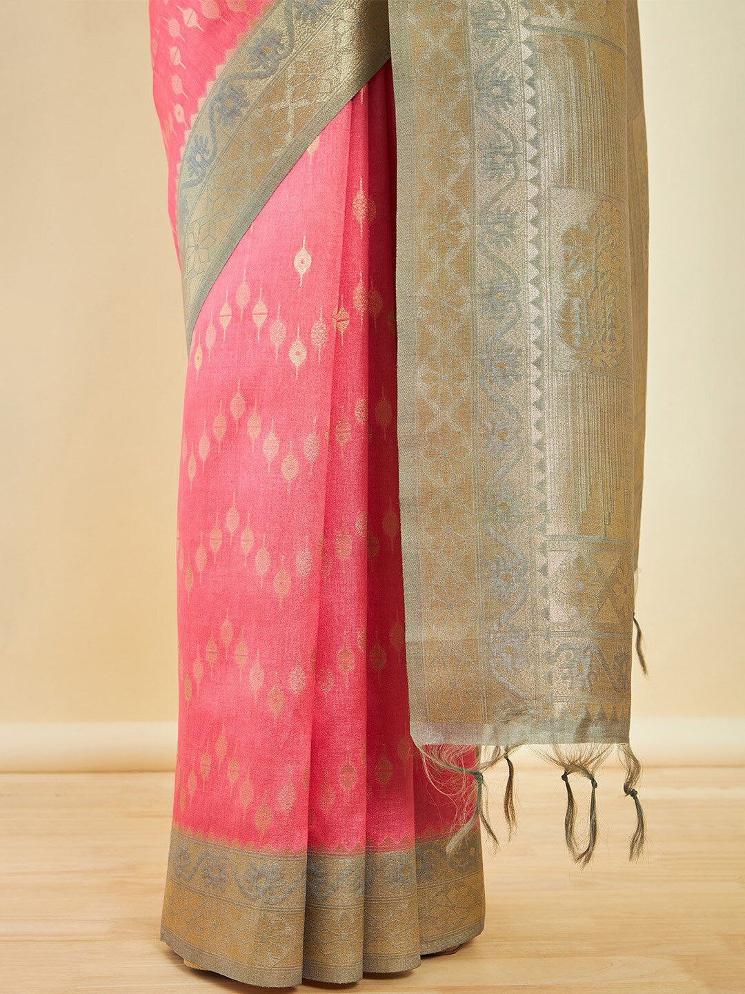 Soch Woven Design Zari Silk Blend Tussar Saree - Distacart