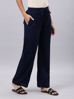 Thumbnail for Souchii Navy Blue Liva Palazzos - Distacart