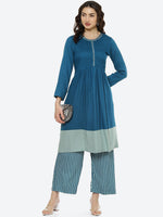 Thumbnail for Biba Women Teal Kurta with Palazzos - Distacart