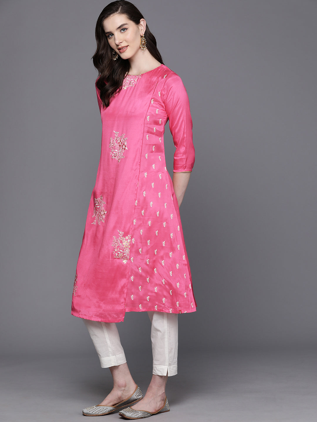 Biba Ethnic Motifs Printed Layered Fusion Kurta - Distacart