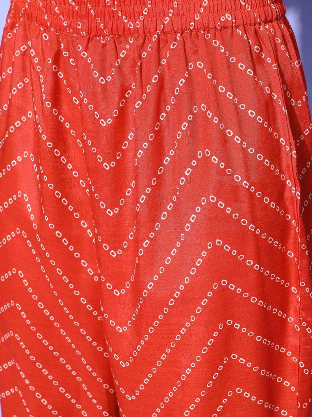 HERE&NOW Women Bandhani Polyester Fusion Bottom Kurta Set - Distacart