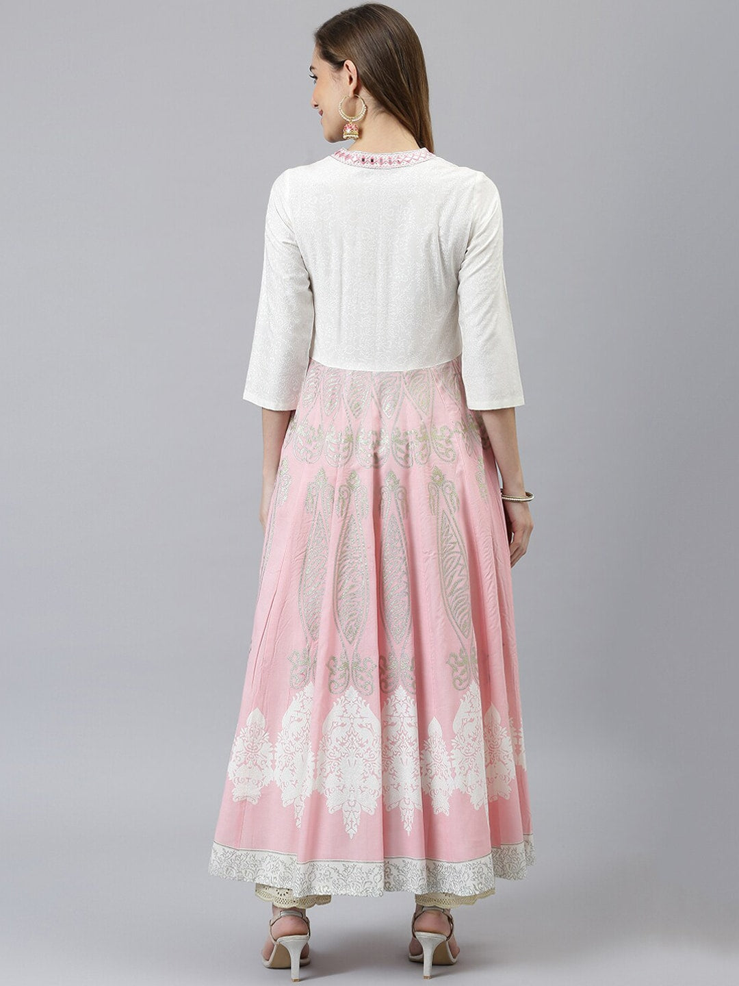 Khushal K Women Pink Ethnic Motifs Embroidered Thread Work Anarkali Kurta - Distacart