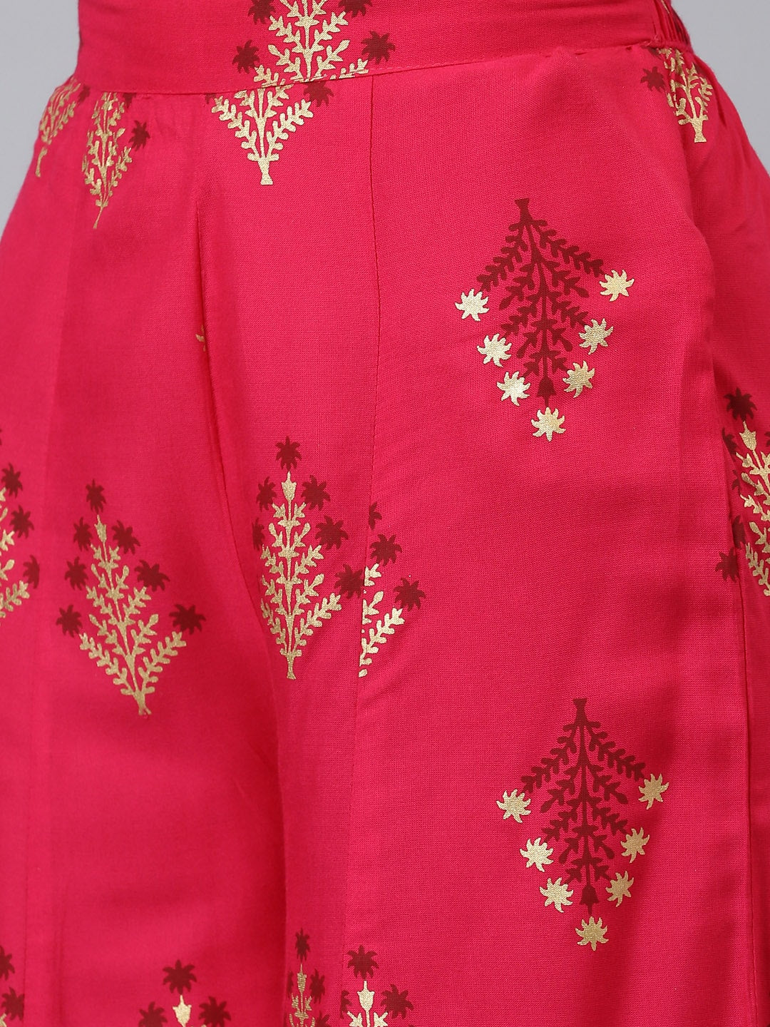 Khushal K Women Black & Gold-Toned Printed Kurta with Palazzos - Distacart