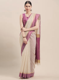 Thumbnail for Kalini Zari Pure Cotton Saree - Distacart