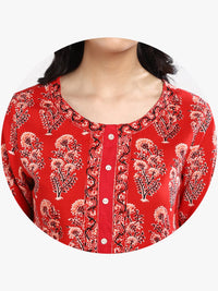 Thumbnail for Sangria Women Red Printed Kurta with Palazzos - Distacart