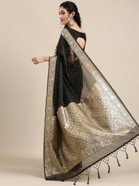 Thumbnail for Saree Mall Black Woven Design Zari Silk Blend Banarasi Saree - Distacart