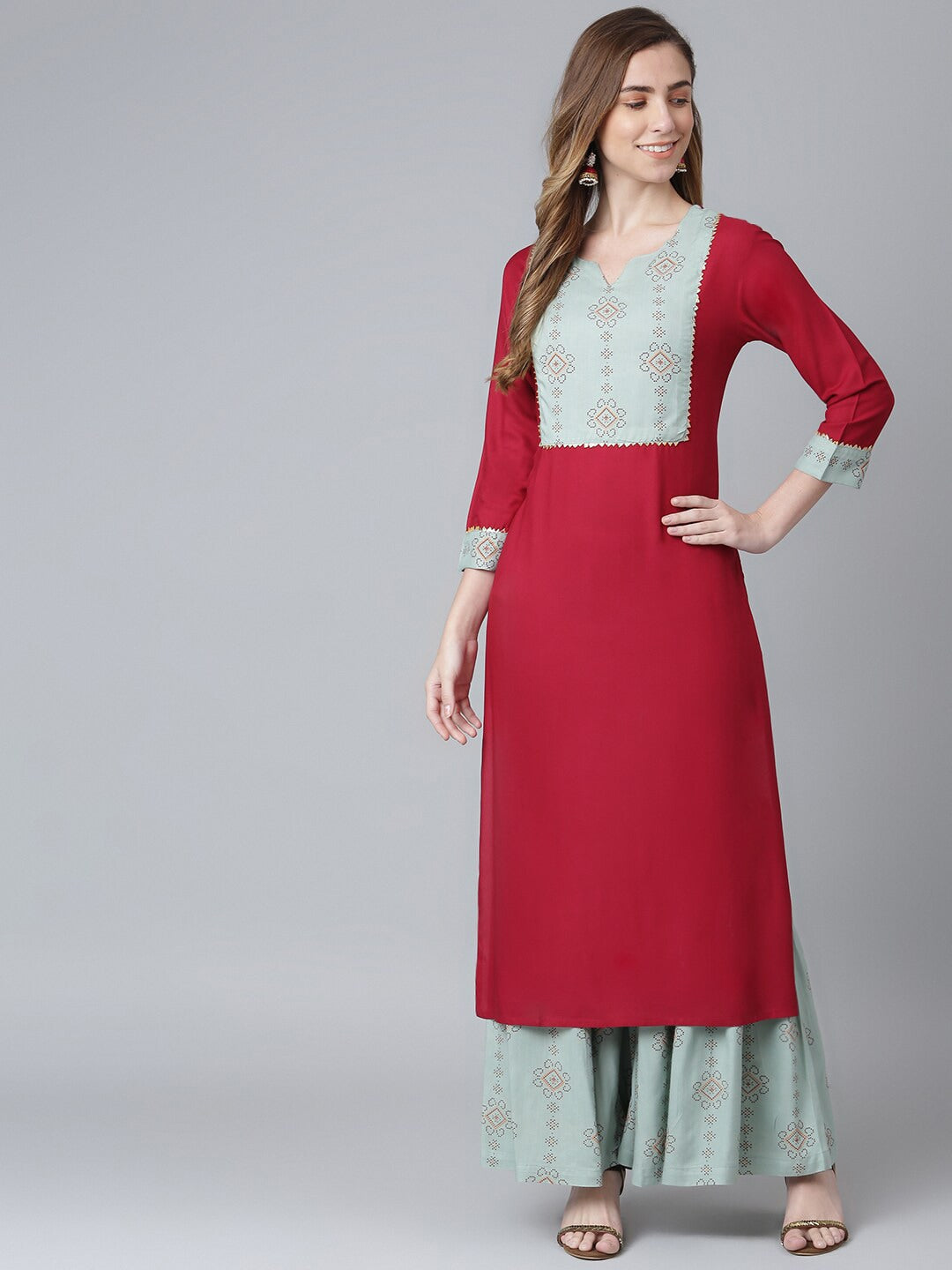 Khushal K Women Ethnic Motifs Yoke Design Kurta with Sharara - Distacart