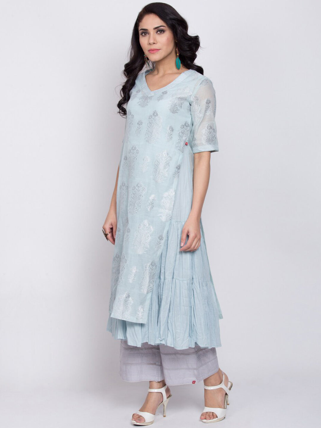 Biba Women Blue Solid A-Line Kurta - Distacart