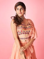 Thumbnail for Myra Peach Art Silk Designer Lehenga - Distacart