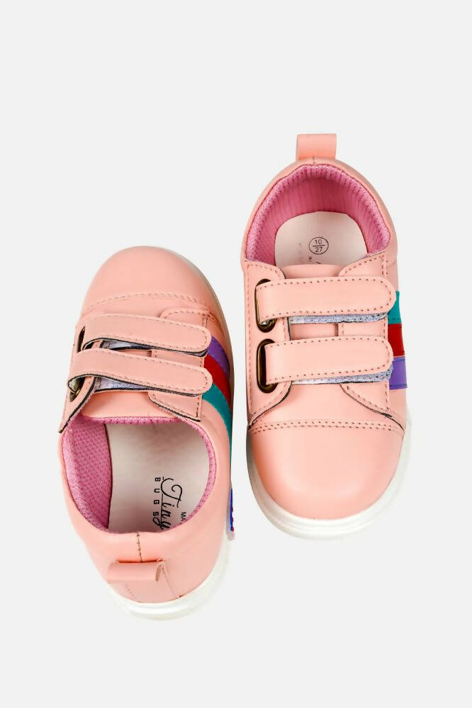 Tiny Bugs For Boys & Girls Double Velcro Sneakers - Pink - Distacart