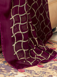 Thumbnail for Saree Mall Magenta & Gold-Toned Ethnic Printed Silk Blend Sarees - Distacart