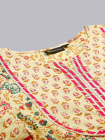 Thumbnail for Khushal K Floral Printed A-Line Gotta Patti Pure Cotton Kurta with Palazzos & Dupatta - Distacart
