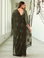 Thumbnail for Tikhi Imli Green Floral Embellished Saree - Distacart