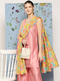 Thumbnail for HERE&NOW Shoulder Straps Solid Straight Kurta with Palazzos & Printed Dupatta - Distacart