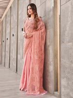 Thumbnail for Tikhi Imli Peach Abstract Woven Design Half And Half Saree - Distacart
