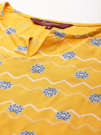 Thumbnail for Sangria Women Ethnic Motifs Printed Straight Kurta with Solid Trousers - Distacart