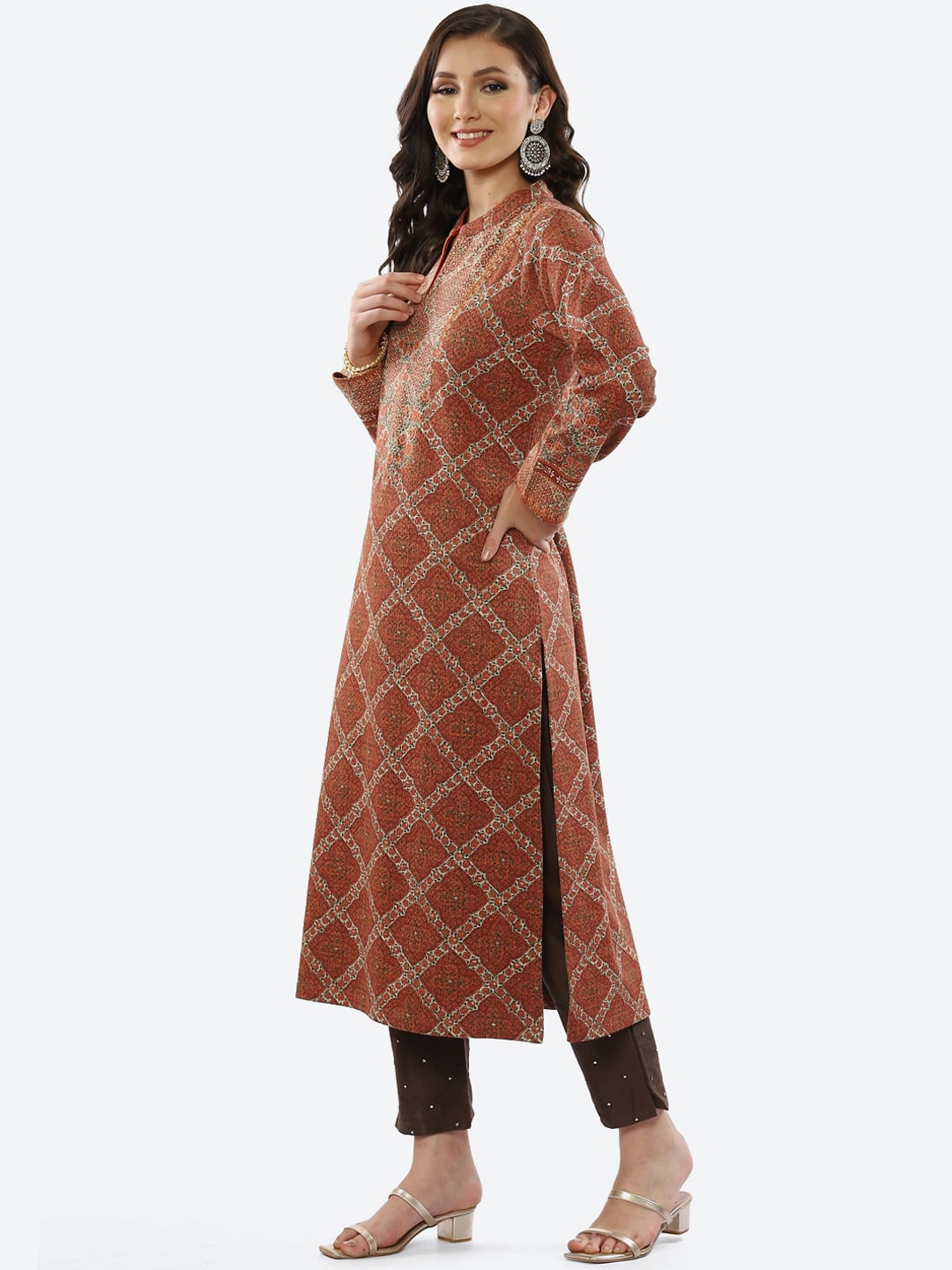 Biba Women Orange Ethnic Motifs Printed Kurta - Distacart