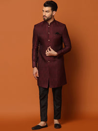 Thumbnail for KISAH Self-Design Cotton Sherwani Set - Distacart