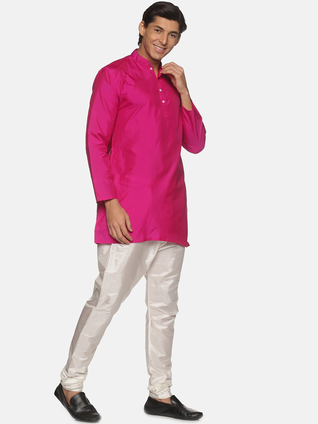 Sethukrishna Men Pink Solid Kurta with Pyjamas - Distacart