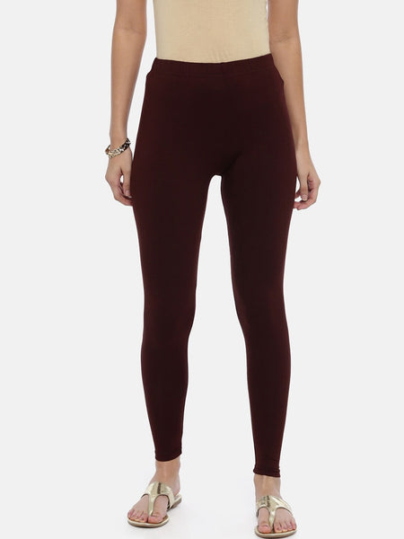 Souchii Brown Solid Slim-Fit Ankle-Length Leggings - Distacart