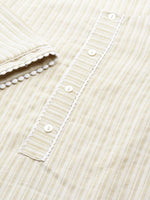 Thumbnail for Biba Women Green & White Striped Kurta with Palazzos & Dupatta - Distacart