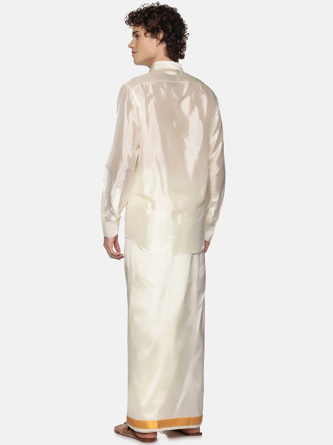 Sethukrishna Cream-Coloured Solid Dhoti - Distacart