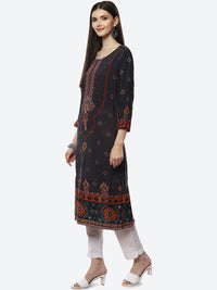 Thumbnail for Biba Women Black Ethnic Motifs Printed Kurta - Distacart