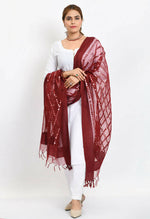 Thumbnail for Mominos Fashion Moeza Women's Orgenza Mirror Stripe Thread Work Maroon Dupatta - Distacart