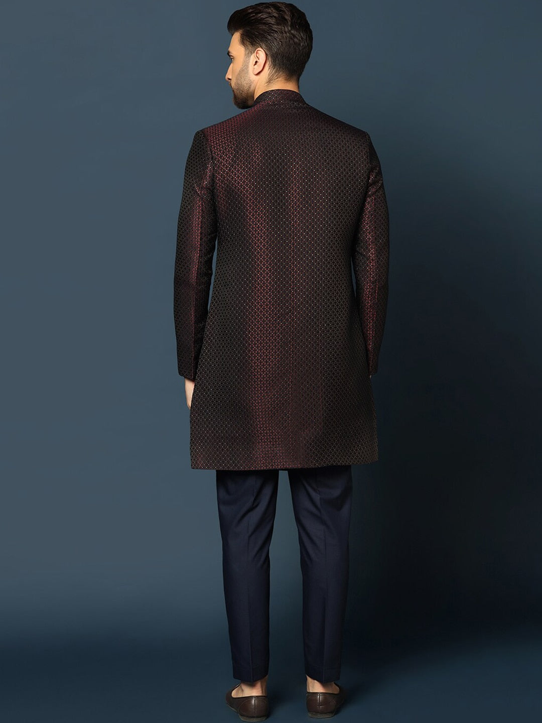 KISAH Men Self-Design Cotton Sherwani Set - Distacart