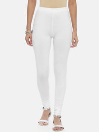Thumbnail for Souchii White Solid Slim-Fit Churidar-Length Leggings - Distacart