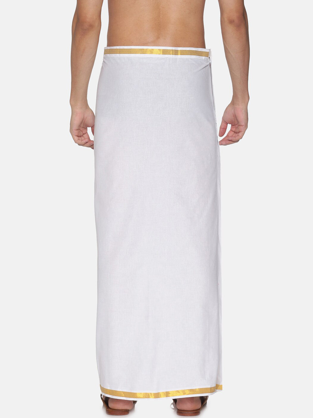 Sethukrishna White Solid Readymade Cotton Dhoti For Men - Distacart