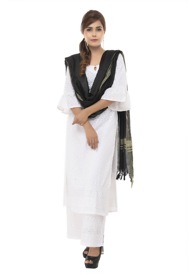 Mominos Fashion Moeza Slub Cotton Black Dupatta