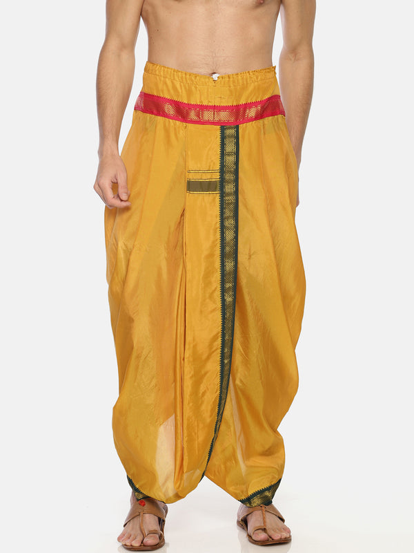 Sethukrishna Men Mustard Yellow Solid Readymade Dhoti Pant - Distacart