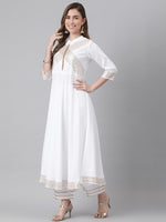 Thumbnail for Khushal K Women White Yoke Design Gotta Patti Kurta with Palazzos & Dupatta - Distacart