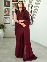 Thumbnail for Tikhi Imli Solid Satin Saree - Distacart