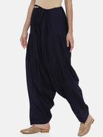 Thumbnail for Souchii Navy Blue Solid Regular-Fit High-Rise Patiala - Distacart