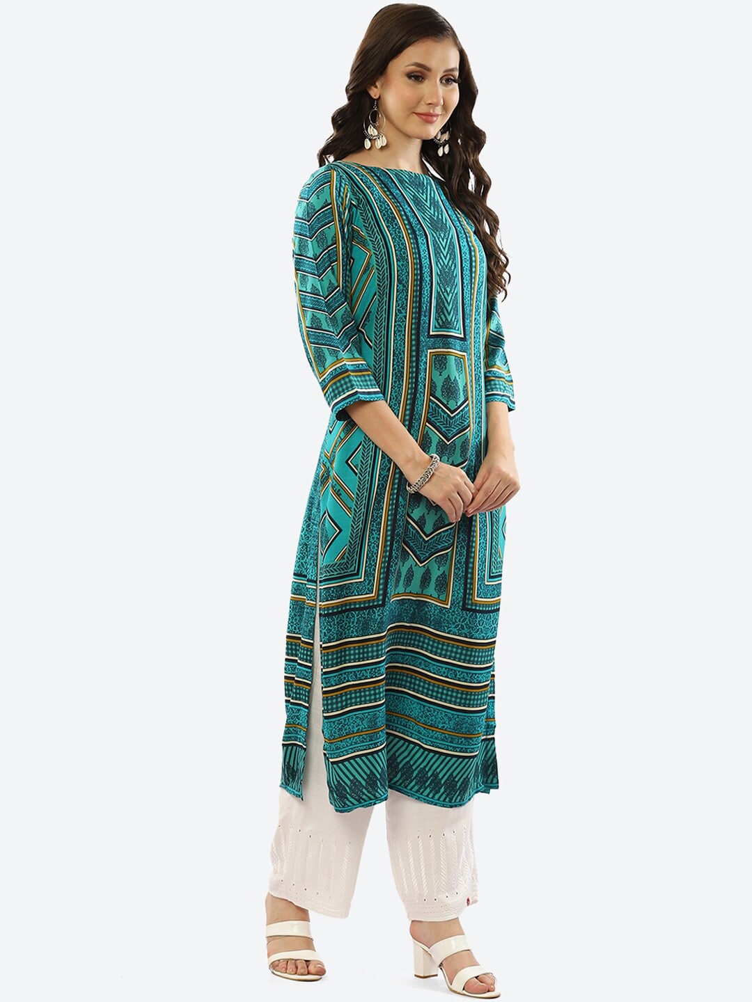 Biba Women Geometric Printed Kurta - Distacart