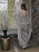 Thumbnail for Tikhi Imli Embellished Border Sequinned Saree With Cape - Distacart