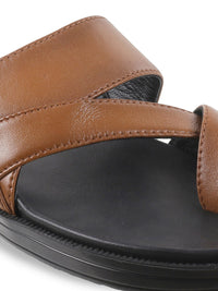 Thumbnail for Mochi Tan Brown Leather Comfort Sandals For Men - Distacart