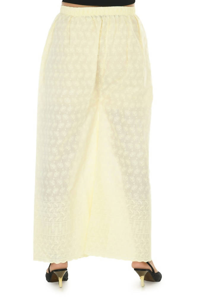 Mominos Fashion Moeza Cotton Off White Chikan Work Palazzo