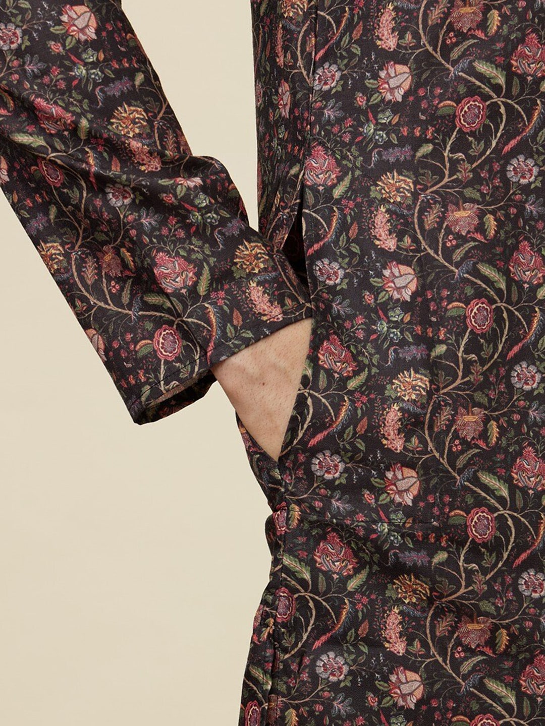 Manyavar Floral Printed Regular Kurta with Churidar - Distacart