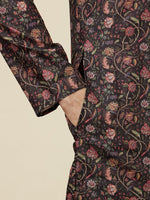 Thumbnail for Manyavar Floral Printed Regular Kurta with Churidar - Distacart